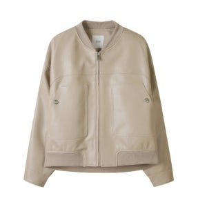 [롯데백화점]니트 블록 페이크레더 점퍼