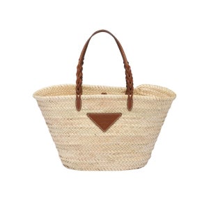 프라다 [롯데백화점]삼각 로고 라피아 라탄 토트 백