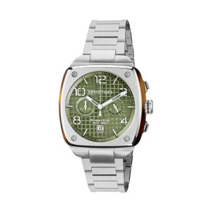 브리스톤 [롯데백화점]공식 어반 실버 올리브 그린 메탈 남성시계 (23142ST26SB)