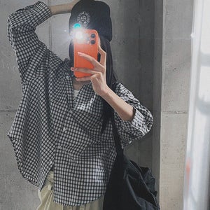 언발라운드박시체크셔츠-nb