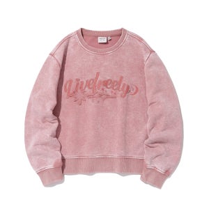 우먼스 아플리케 솔트 워싱 맨투맨 I핑크 ITA1TM51AIP