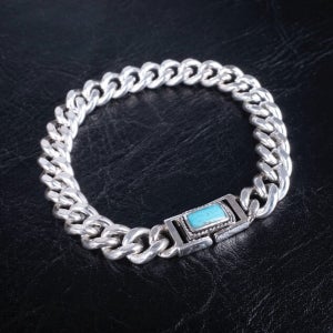 [조실버] 조실버 8mm 터키석 체인팔찌(사각) 8mm Turquoise Bracelet(Square) - turquoise