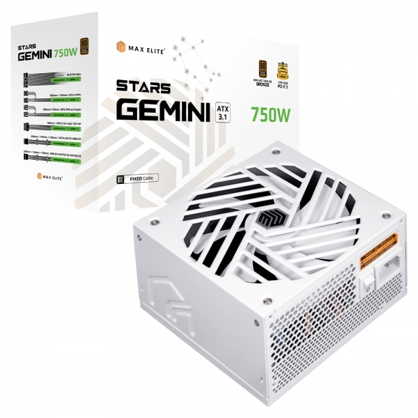 맥스엘리트 STARS GEMINI 750W 80PLUS 브론즈 ATX3.1, 화이트