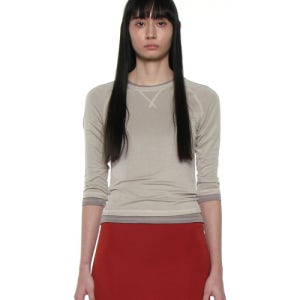 [파르티멘토 우먼] PWC 쉬어 레글런 쓰리쿼터 슬리브 티_에크루 PWC-2618EC