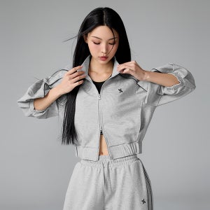 파이핑 하이넥 집업 자켓