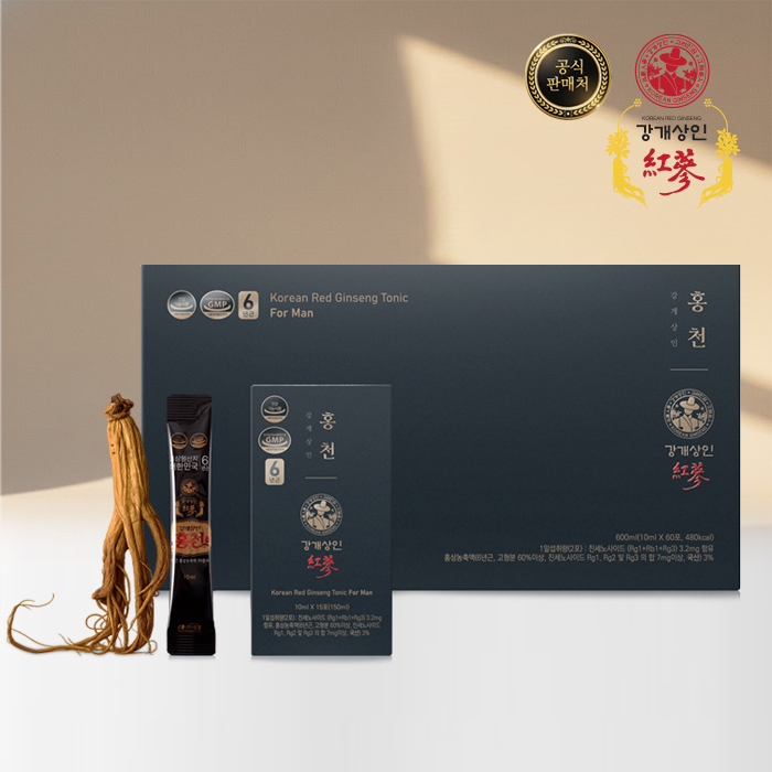 <b>강개상인</b> 홍천(<b>10ml</b> x 60포) 스틱형 6년근 홍삼 남성을 위하여