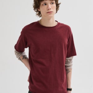 [르아르] 컷 오프 레이어드 롱슬리브 티셔츠 [버건디] L26SPTS00603