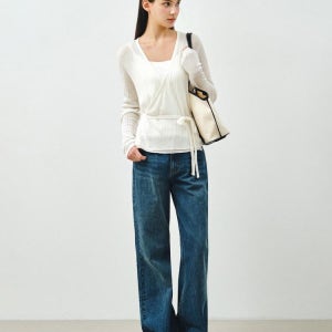 [몽돌] [SET] 시어 린넨 랩 니트 슬리브리스 화이트 MDKT124WHITE