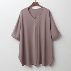 기타 여성 빅사이즈 딥브이넥가오리반팔 ILE027 (KYR-WCF6B61)_713436