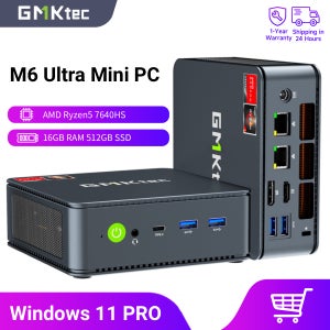 GMKtec M6 울트라 미니 PC AMD Ryzen 5 7640HS 16GB 램 512GB ROM 데스크탑 컴퓨터 듀얼 2.5G 듀얼 LAN WiFi 6E BT 5.2 윈도우 1