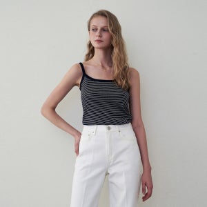 [로에일] 마린 스트라이프 슬리브리스 - 네이비