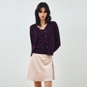 [몽돌] [26SS]_[SET] 린넨 라운드넥 가디건 바이올렛 [MDCD043VIOLET]