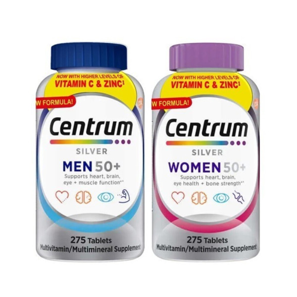 <b>센트룸</b> <b>Centrum</b> <b>센트룸</b> 실버 포 맨/포 우먼 50+ 멀티비타민 275정 남성여성 세트