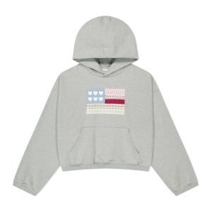 [더뮤지엄비지터] PATCHWORK SIX HEART SWEAT HOODIE (MELANGE GREY)