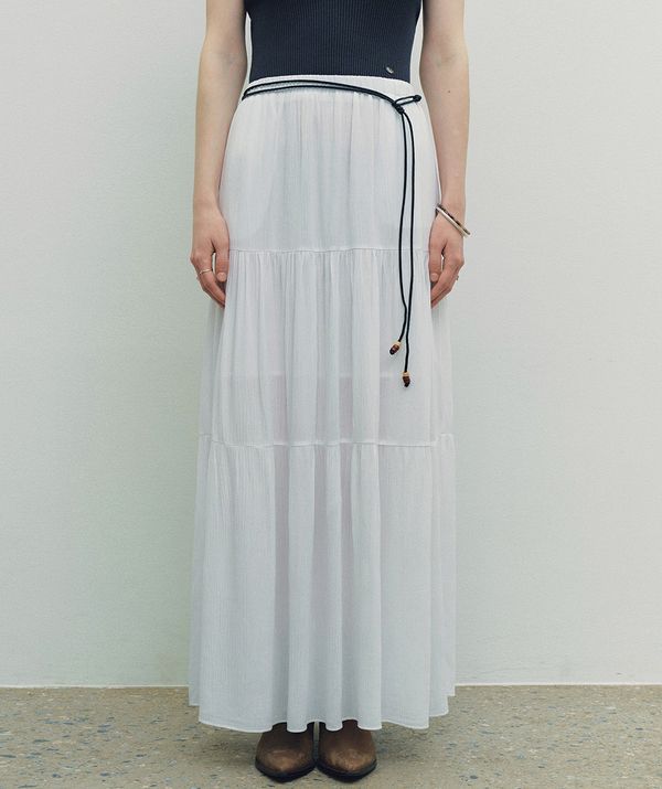 [니브] Frill Cancan Maxi Skirt (White)