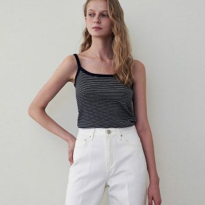 [로에일] 마린 스트라이프 슬리브리스 - 네이비