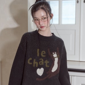 [꼼파뇨] LE CHAT 풀오버 니트 블랙