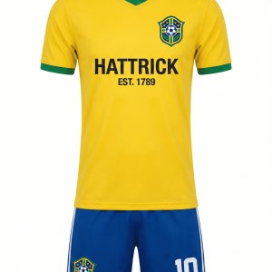 [해트트릭] 셀레상 카나리아 국가대표 - 유럽리그 스타일 클래식 조기축구 유니폼 단체맞춤 브랜드축구유니폼 단체축구유니폼 풋살복 마킹 반팔 세트 레트로 커스텀