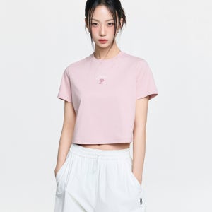 [엠엘비] 여성 셰리프 로고 포인트 컴포터블 크롭 반팔 티셔츠 PHI (L.Pink) 3FTSB8463-10PKL