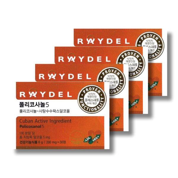 <b>레이델코리아</b> <b>레이델</b> 폴리코사놀5 200mg 30정 4박스 /wb (42521872)