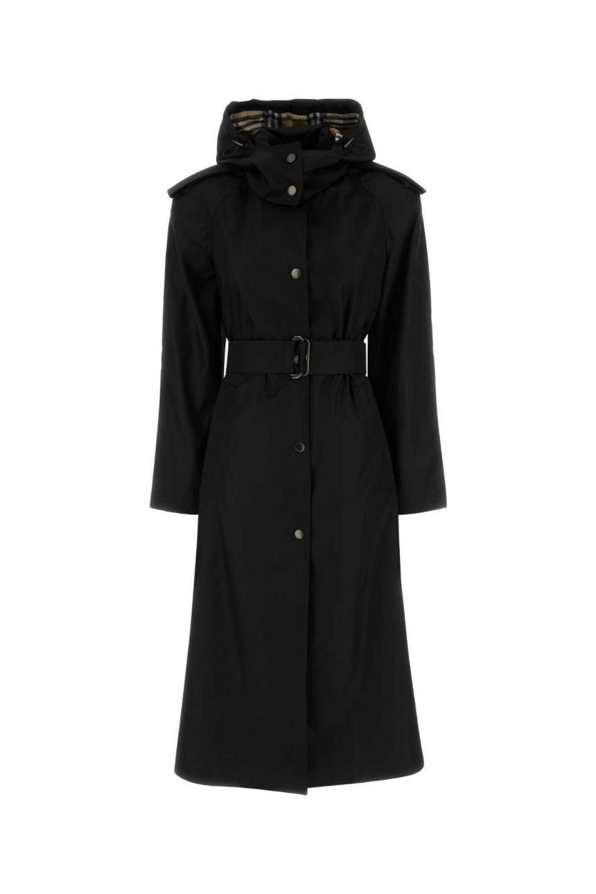 버버리 롱 후드 카 코트 블랙 8118730 A1189 여성 트렌치코트 레인코트 Black nylon trench coat 152230698