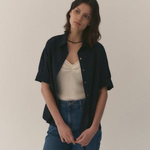 [포 유어 아이즈 온리] Ruth Roll-up shirt (Navy)