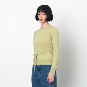 [시야쥬] SI 스트랩 슬리브리스 니트 셋업_Yellow green