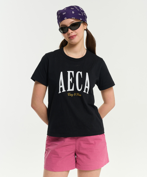 [에이카화이트] (Woman) AECA SYMBOL FELT HALF SLEEVE TEE-BLACK WW2602TS42BK