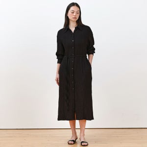 [무아르무스] Mie Pleated Belted Dress [Black]