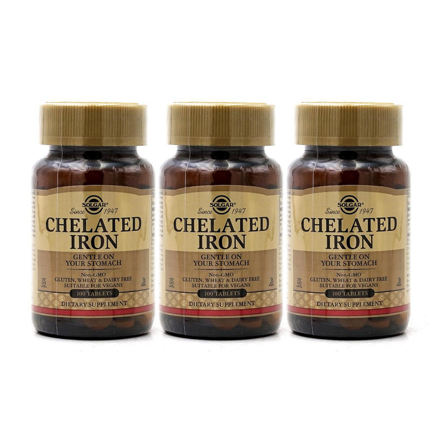 3개 솔가 <b>킬레이트 아이언</b> 철분 100 타블렛 영양제 Solgar