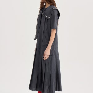 [럭키슈에뜨]Atelier Modified Sailor Collar ShortSleeve Long Dress (melange grey) 멜란지 그레이 LFDAM26810GYM