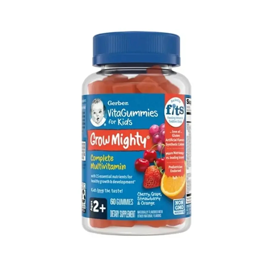 거버 <b>그로우 마이티</b> <b>키즈 멀티비타민</b> 구미 60정 Gerber <b>Grow Mighty Complete Kids</b> Multivitamin, Variety,