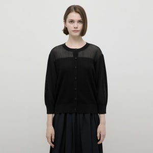 [롯데백화점] 쉬즈미스 시스루 배색 7부 가디건 (SSKPOP31040) LE1219884181