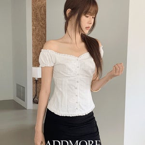 [🔴라이브 앵콜세일][MADE] mbs522 르나 핀턱 밴딩 오프숄더 블라우스
