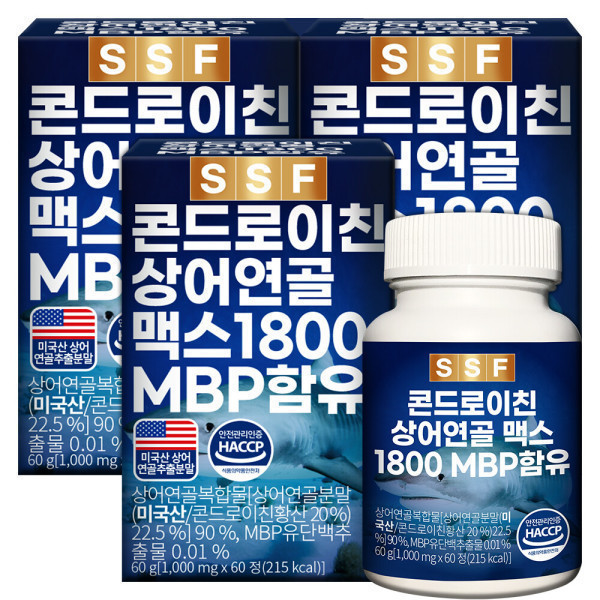 순수식품 <b>콘드로이친</b> <b>상어연골</b> 1800 MBP 엠비피 3박스(180정) 보스웰리아 해조칼슘