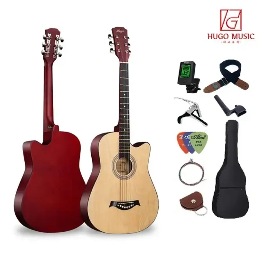 위고뮤직 입문용 통기타 연습용 여성용 어린이 38 WOOD HUGO-38G