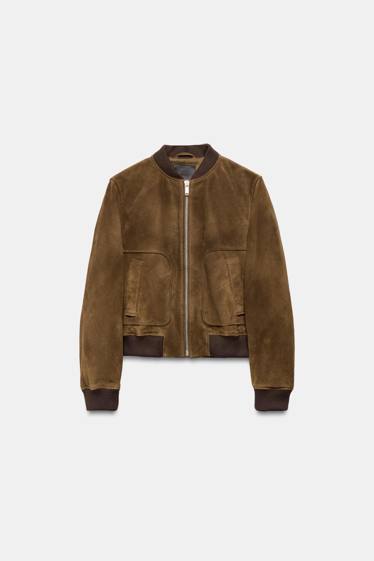 자라 프리미엄 스웨이드 레더 봄버 재킷 2521/251/507 DARK KHAKI