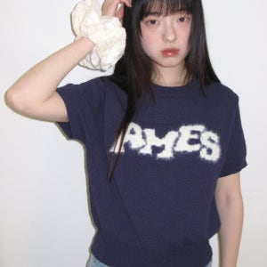 [아메스 월드와이드] HAIRY LOGO SHORT SLEEVE KNIT NAVY AM2FSFK600ANV