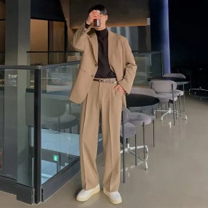 와이드 셋업 수트 오버핏 결혼식복장 캐주얼정장 하객룩 SET002