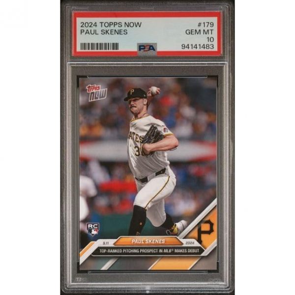 폴 스켄스 2024 탑스 이제 MLB 데뷔 루키 야구 카드 179 – 등급 PSA 10 인증서 94141483 |  폴 스킨스 2024 탑스 나우 MLB 데뷔 야구 루키