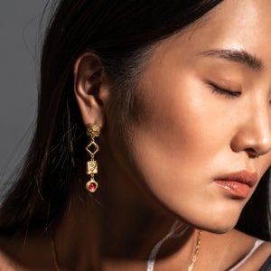 [서림아트] Asymmetric Ruby Earring