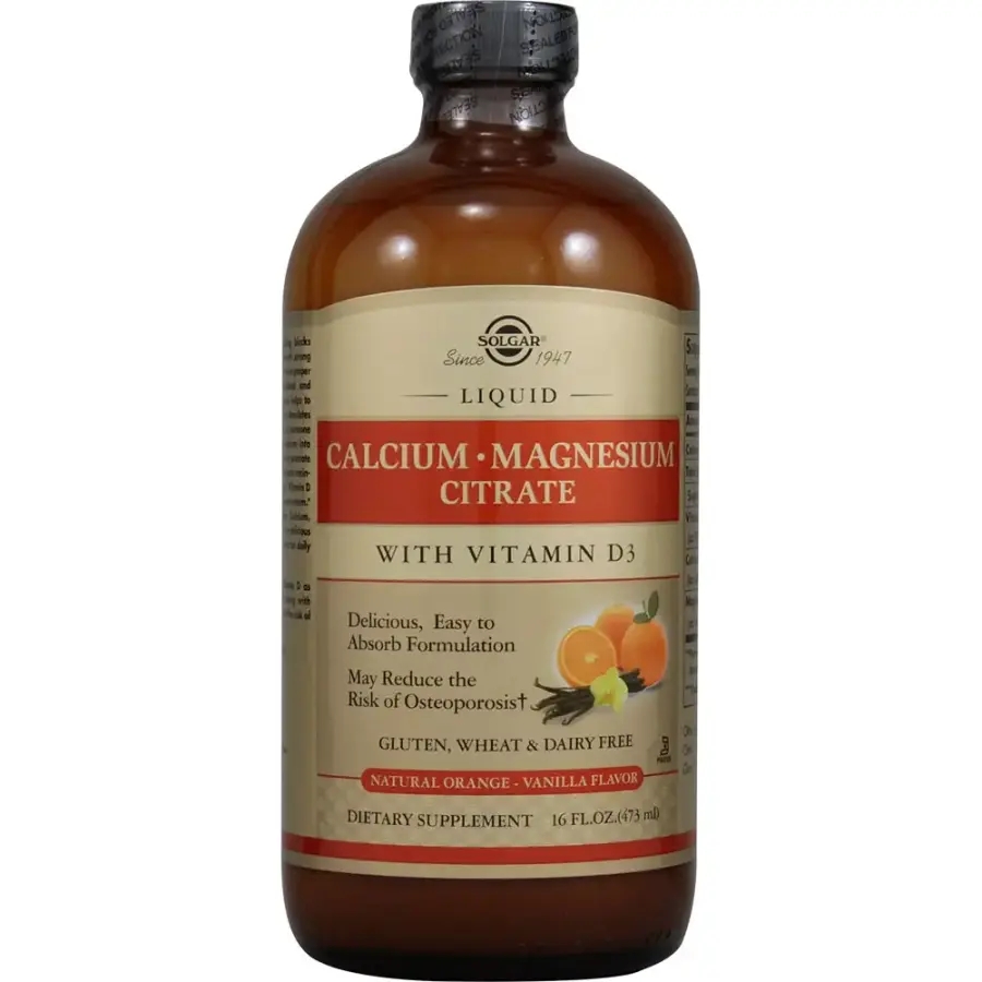솔가 <b>칼슘 마그네슘 시트레이트</b> <b>리퀴드</b> (비타민 D3 함유) 천연 <b>오렌지</b> 바닐