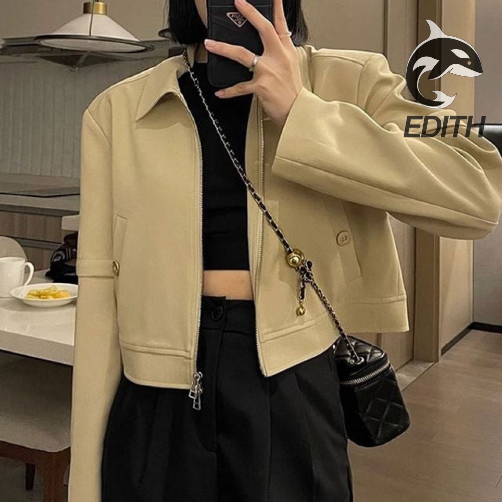 블루종 크롭 카라 자켓