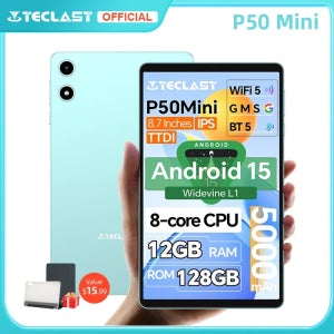 Teclast P50 미니 태블릿 안드로이드 15 8.7인치 IPS 90Hz 12GB(4GB+8GB 확장)RAM 128GB ROM T606 8코어 5000mAh GPS Widevi