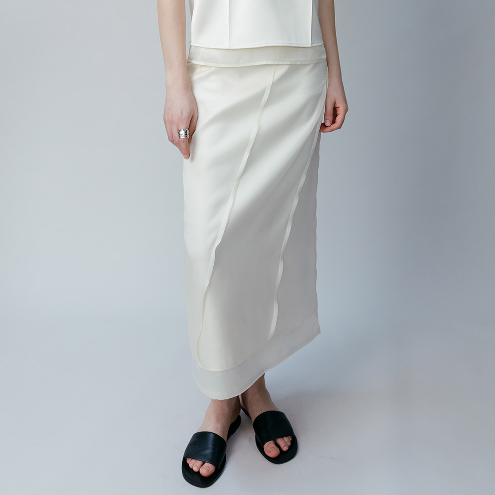루에브르 Satin Organza Layer Skirt SW6SS681