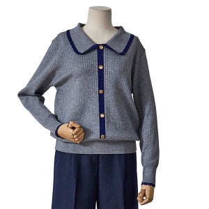 포커스 물결 카라 배색 니트 FS6A3KT3008 모다아울렛 양산점