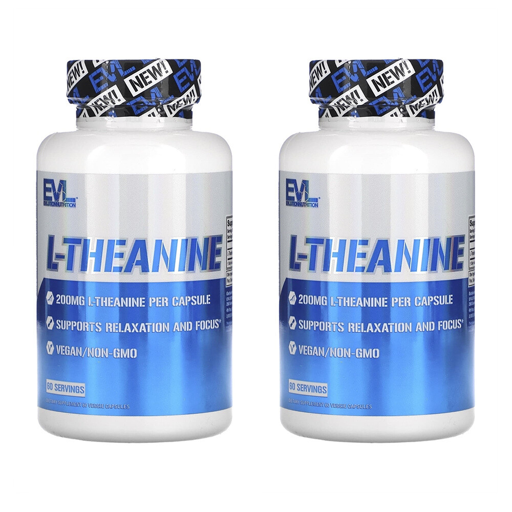 <b>에볼루션뉴트리션</b> 이볼루션 엘 <b>테아닌</b> 200mg 60 캡슐 2개