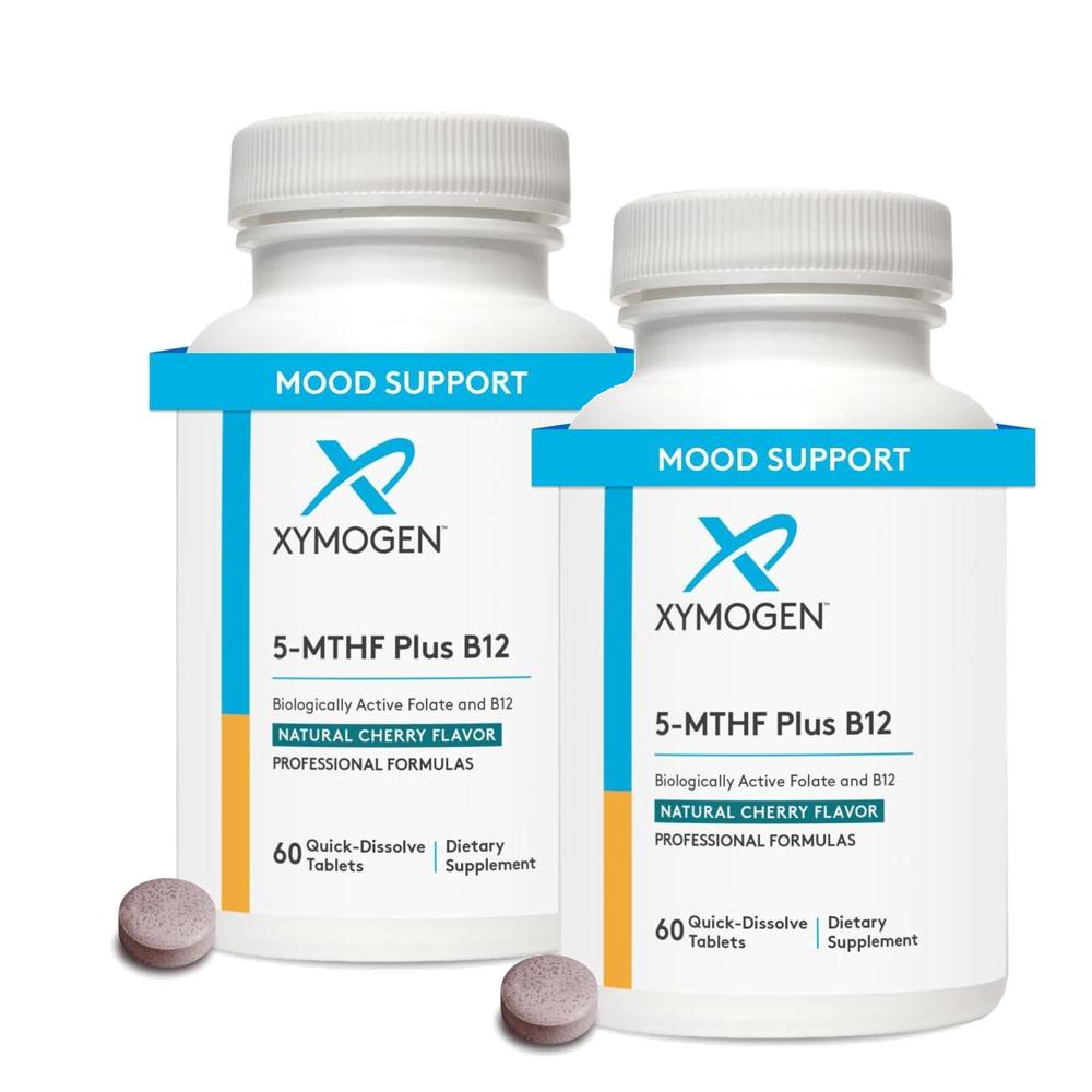 <b>자이모겐</b> 활성엽산 플러스 <b>비타민 B12</b> 체리맛 60정 2개 XYMOGEN 5-MTHF Plus B12