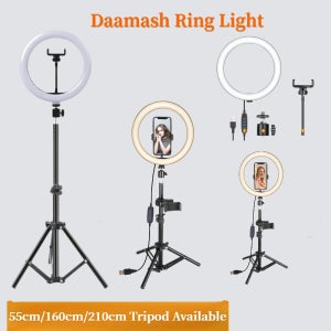 26cm LED Selfie 링 라이트 사진 조명 Tiktok 비디오 라이브 채우기 램프에 대 한 삼각대 디 밍이 가능한 USB Ringlight와 따뜻한 차가운 램프