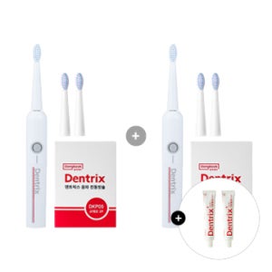 동국제약 덴트릭스 [원쁠데이] 분당 18,000회! 음파 진동칫솔 2인 세트 ( 칫솔 2개+ 교체모 2Px2개) + 잇몸치약 60g 2개증정